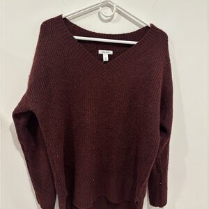 Nine West Deep Burgundy V-Neck Sweater